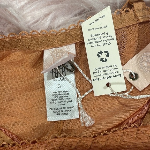 NWT HAH Hot as Hell Orange Blush Mesh Lace Trim Bodysuit - Picture 2 of 8